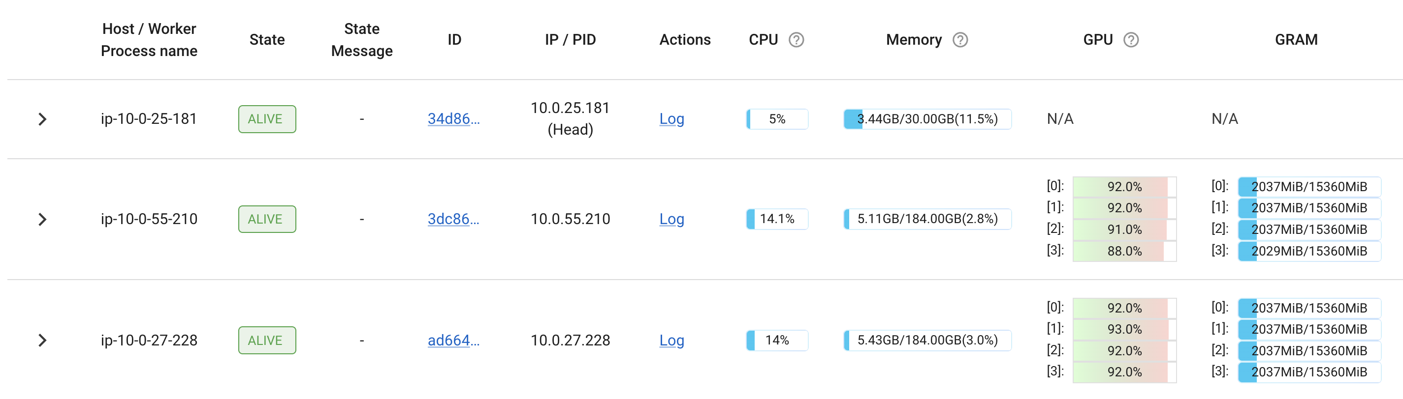 Ray Train FSDP Dashboard